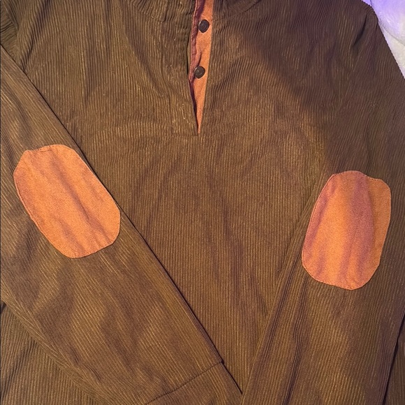 Brown Corduroy Pullover with Elbow Patches - Picture 2 of 4